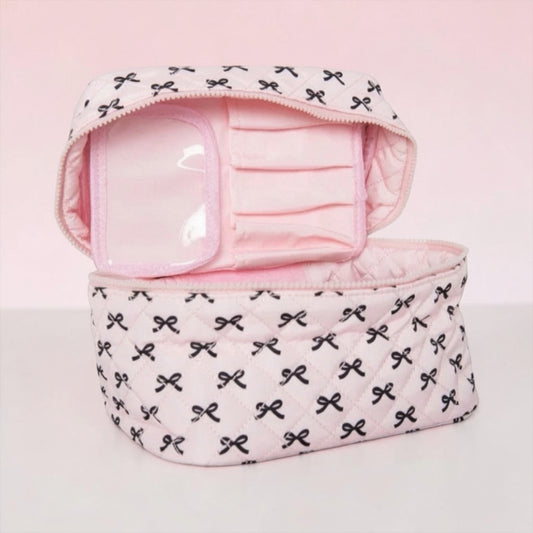 Mini Makeup Bag Black/Pink Bows