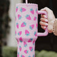 Strawberry Hot Pink Stainless Steel Tumbler 38oz ScrewLid & Straw - Tumblers from LemonDrop•LimePop