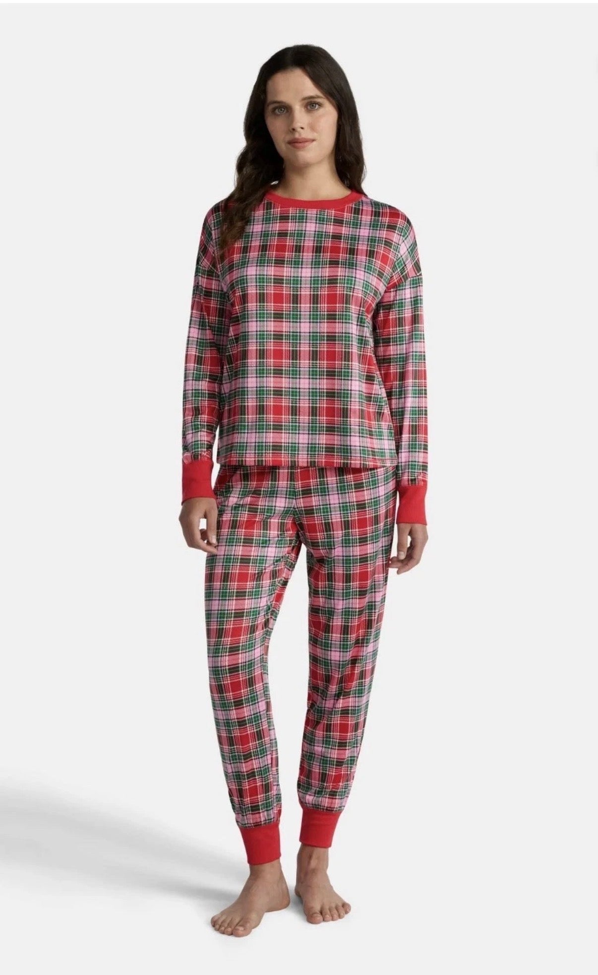 Holiday Time Women's Long Sleeve Sleep Top and Jogger Pajama Set