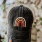 Distressed Black/White Trucker Hat Rainbow Adjustable SnapBack - Trucker Hats from LemonDrop•LimePop
