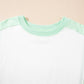 Light Green Color Block Exposed Seam Crew Neck T-Shirt - Clothing Tops from LemonDrop•LimePop