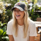 Distressed Black/White Trucker Hat Rainbow Adjustable SnapBack - Trucker Hats from LemonDrop•LimePop