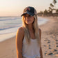 Distressed Black/White Trucker Hat Rainbow Adjustable SnapBack - Trucker Hats from LemonDrop•LimePop