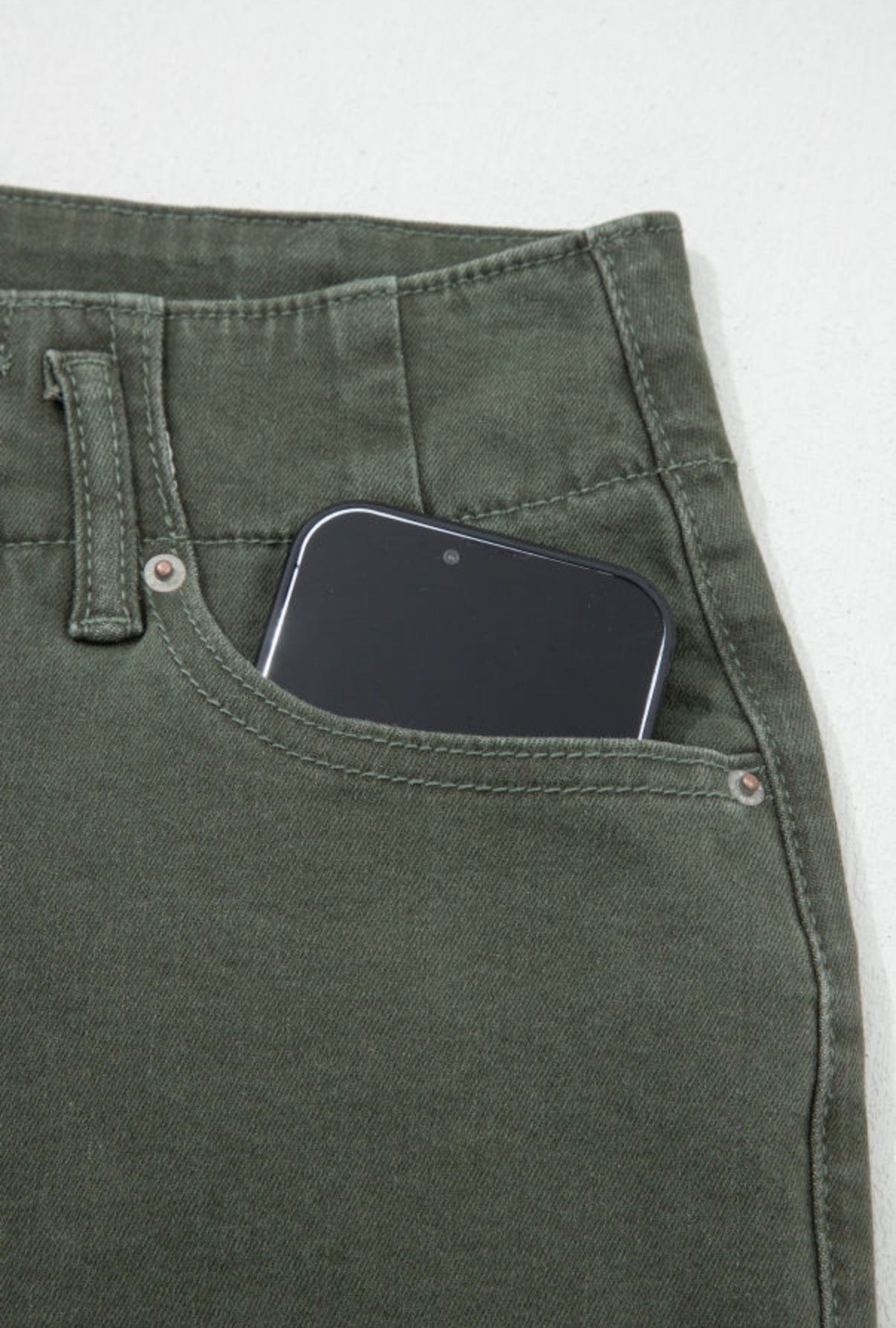 Mist Green 2-Button High Waist Flared Bottom Jeans - Jeans from LemonDrop•LimePop