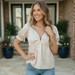 Satin Animal Print Puff Sleeve Babydoll Top - Blouses from LemonDrop•LimePop