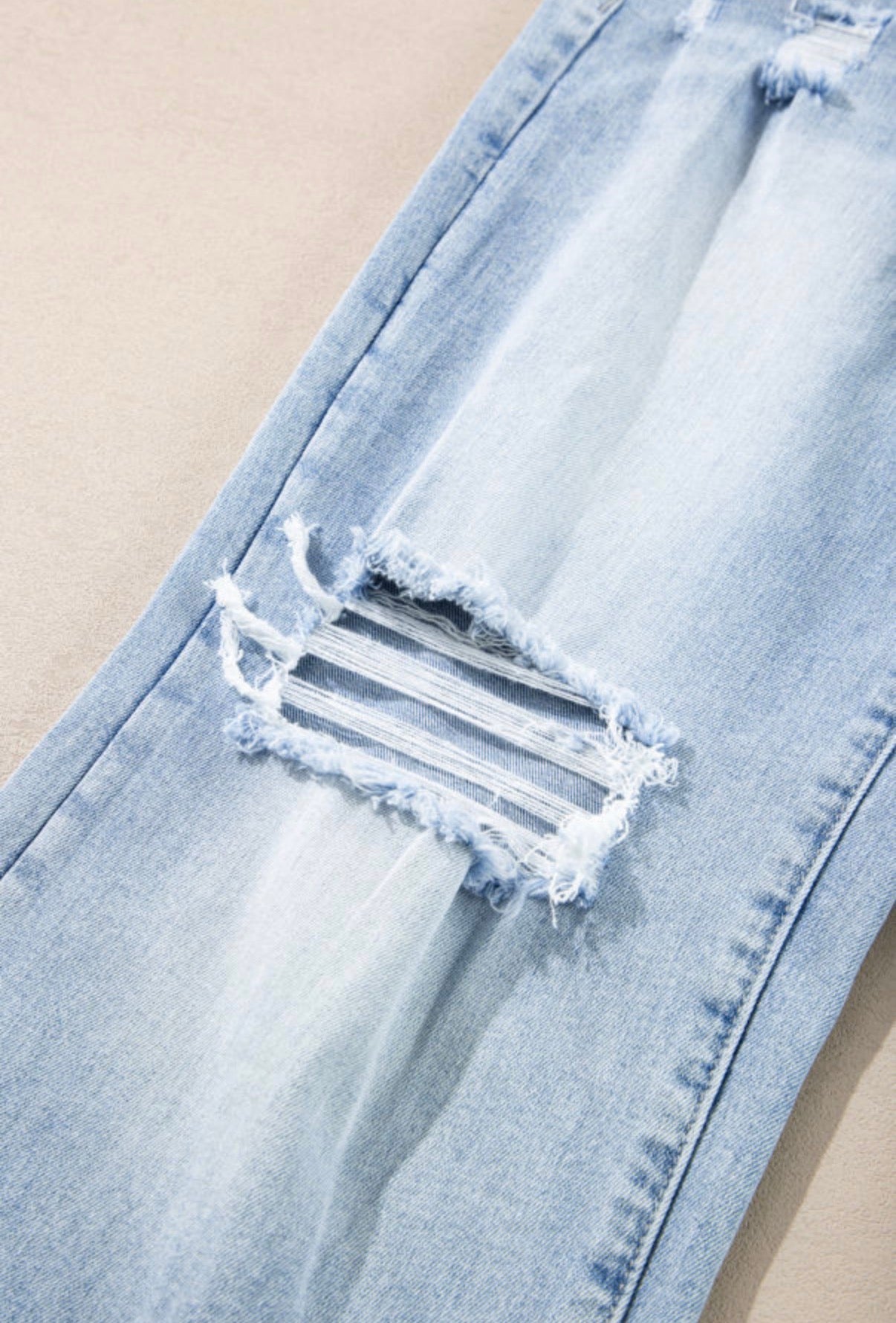 Beau Blue Light Wash Distressed Straight Jeans - Jeans from LemonDrop•LimePop