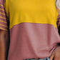 Red Dahlia Color Block Striped Detail Oversized Tee - T-Shirts from LemonDrop•LimePop