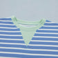 Blue Striped Contrast Trim Loose Short Sleeve Top - Clothing Tops from LemonDrop•LimePop
