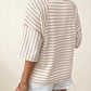 Noelle Textured Knit Top | Apricot Stripe Tee | Split Hem - T-Shirts from LemonDrop•LimePop