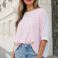 Stripe Patchwork Oversized Dolman Sleeve Tee - Clothing Tops from LemonDrop•LimePop