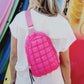 Hot Pink Quilted Puff Sling Belt Bag Adjustable Crossbody Strap - Cross Body Bags from LemonDrop•LimePop