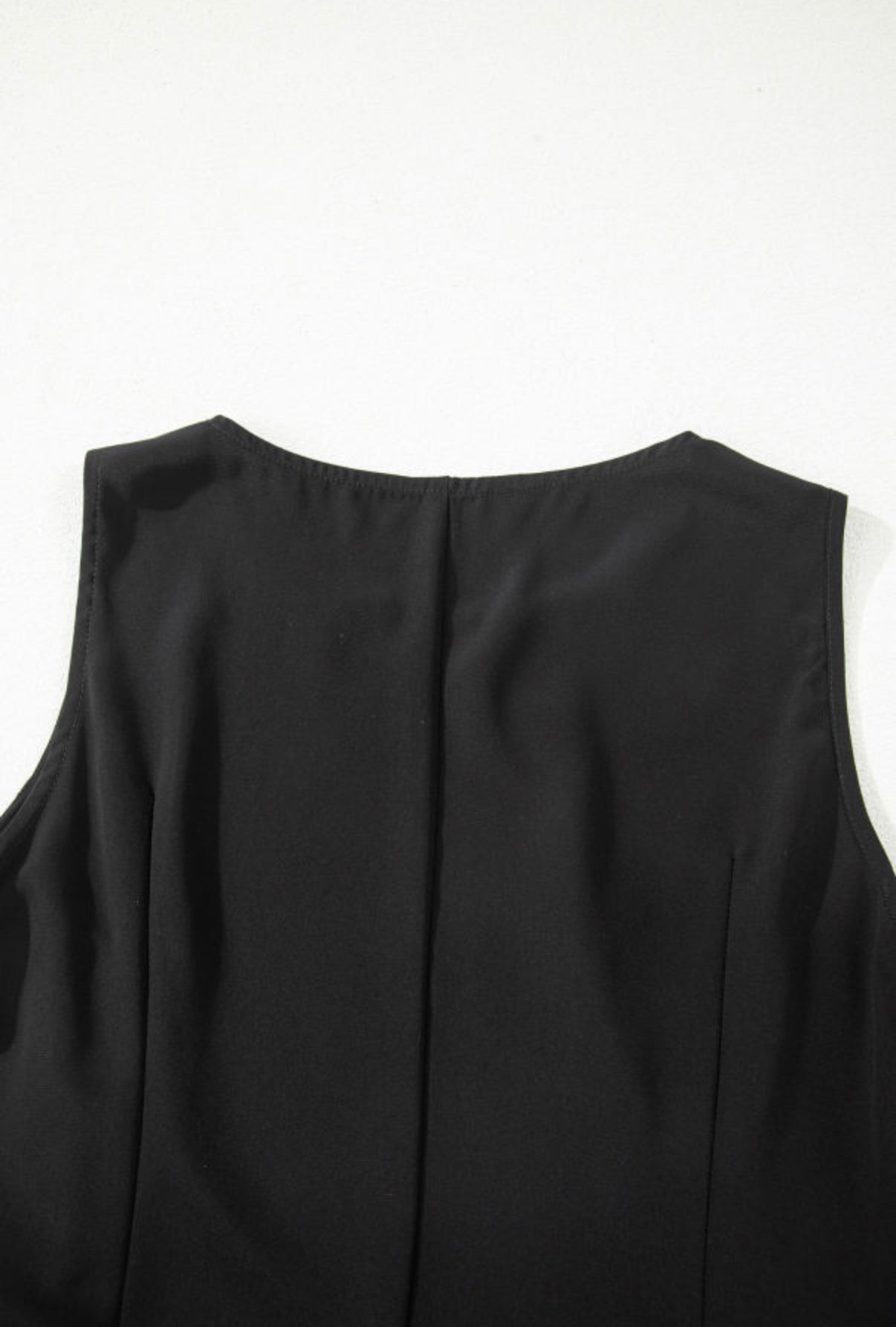 Solid Black Sheer Sleeveless Dress with Floral Lace Patchwork