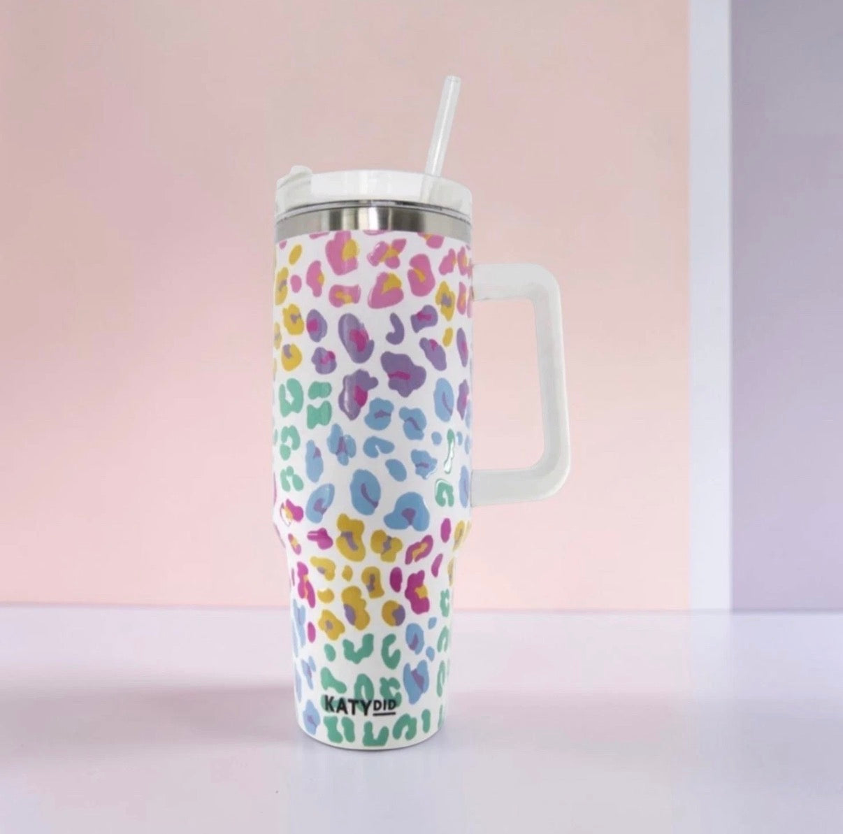 Pastel Leopard Print Stainless Steel Tumbler 40oz