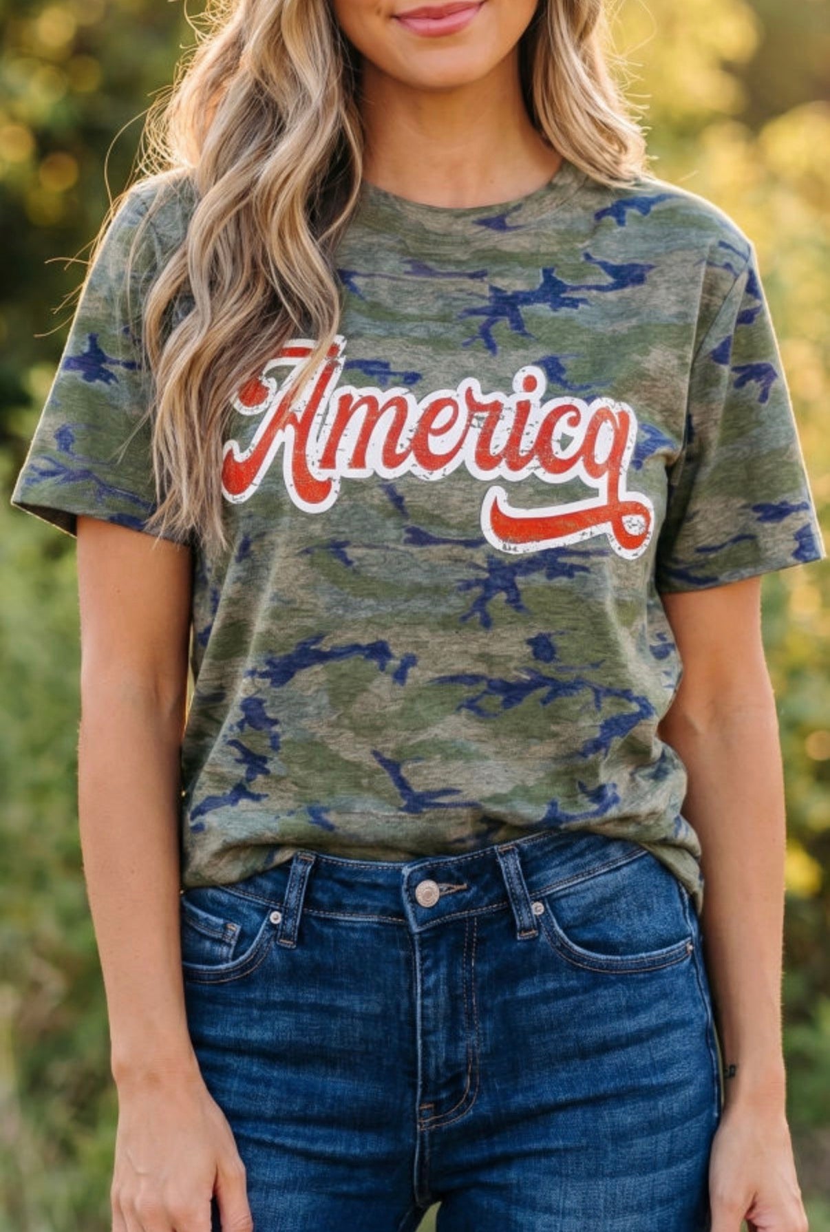 Camouflage Print America Patriotic Tee - T-Shirts from LemonDrop•LimePop