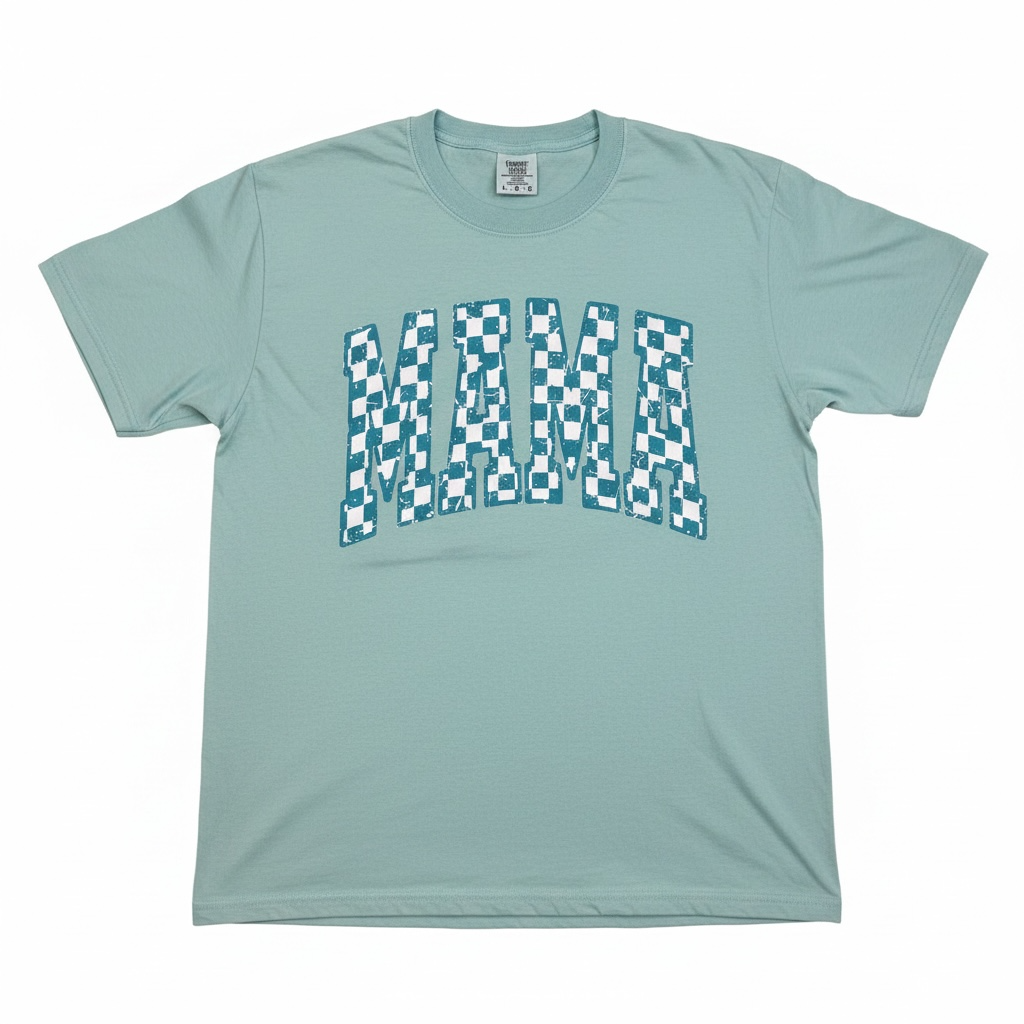 Checkered Mama Neon Varsity Tee - T-Shirts from Dash Forward Wholesale
