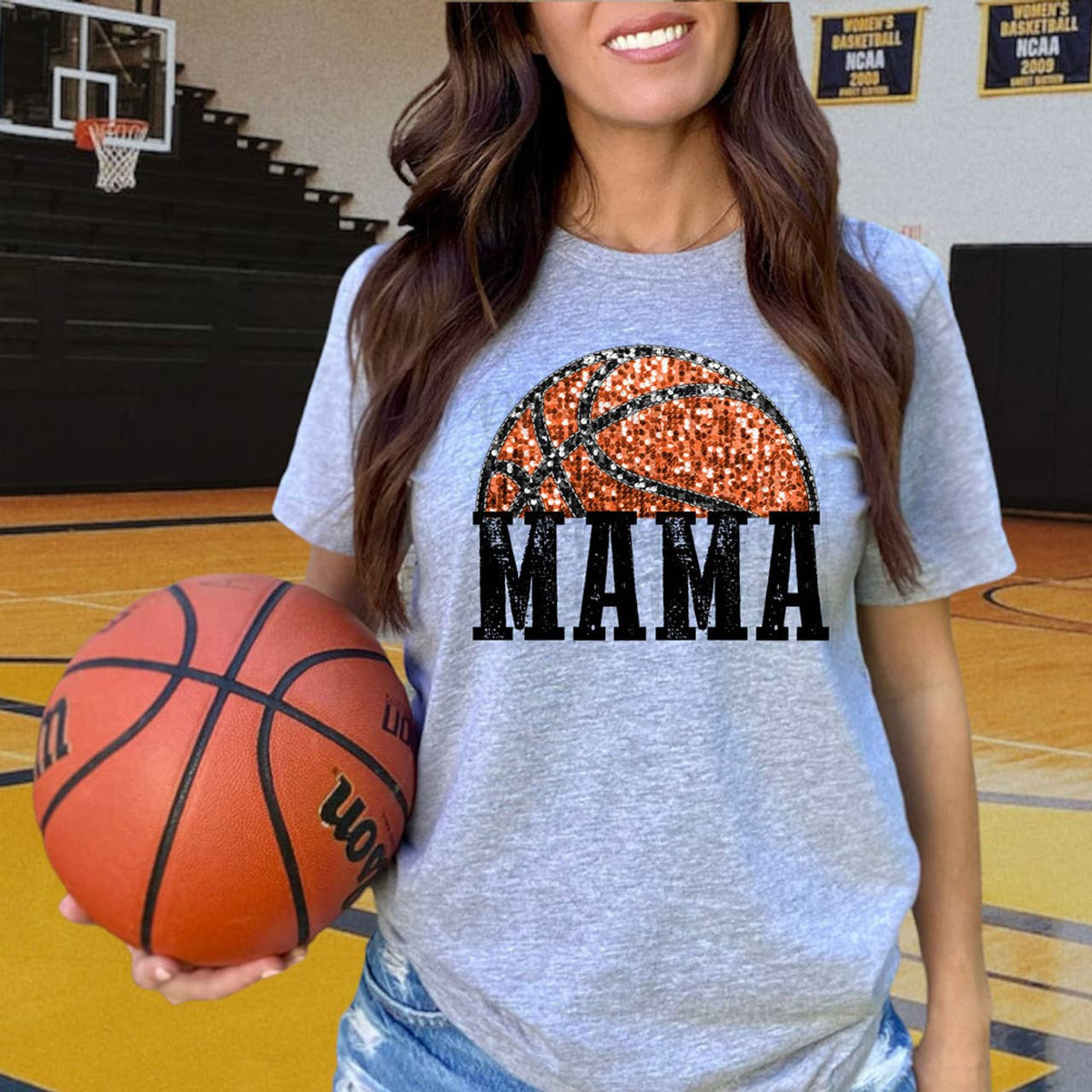 Basketball Mama Faux Sequin Tee: Small - from Trendy Tee Co.