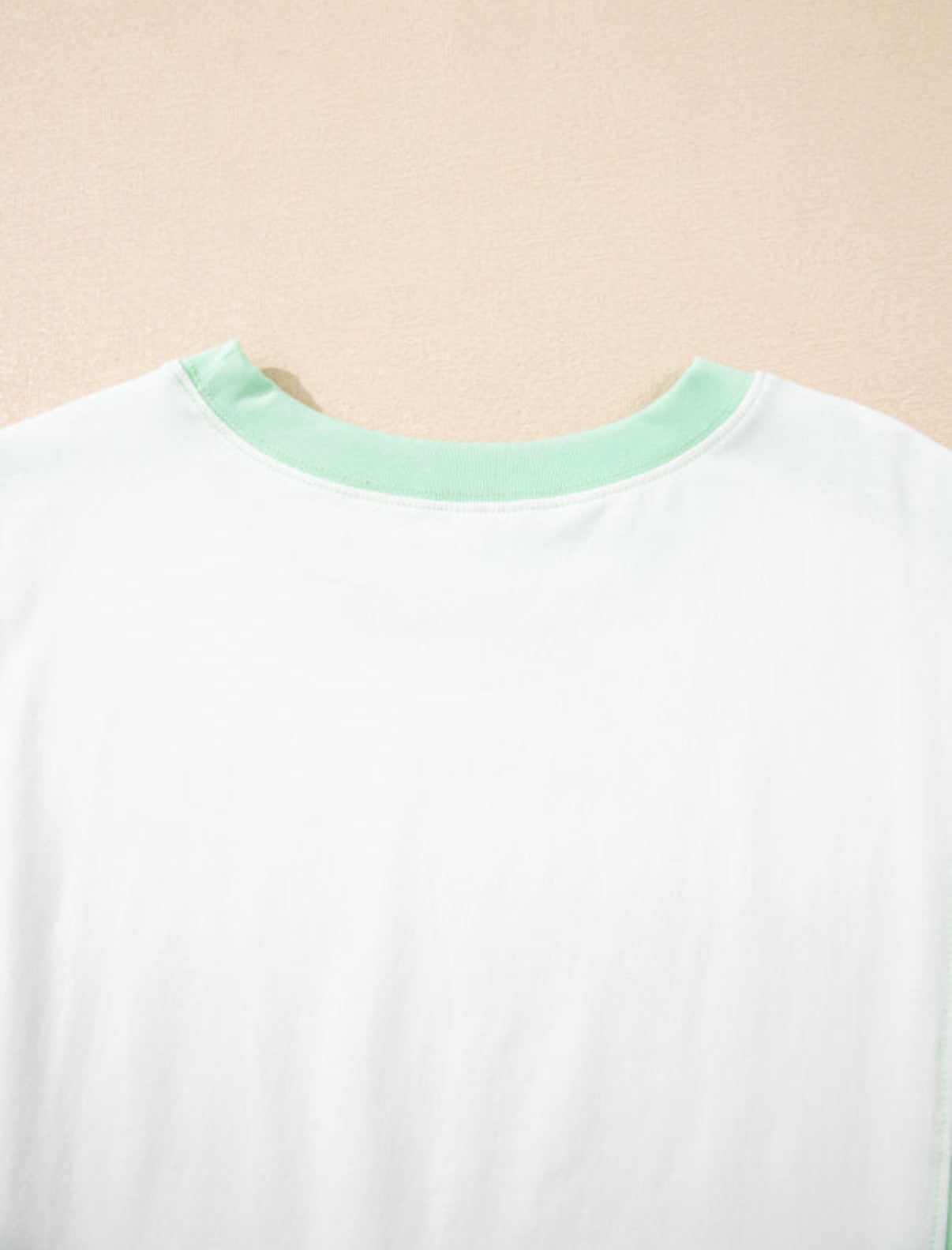 Light Green Color Block Exposed Seam Crew Neck T-Shirt - Clothing Tops from LemonDrop•LimePop