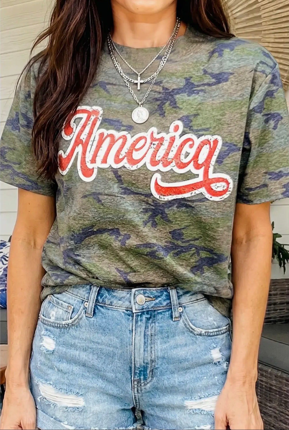 Camouflage Print America Patriotic Tee - T-Shirts from LemonDrop•LimePop