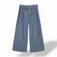 Sky Blue Stripe Wide Leg Pleated Jeans | Button Trousers - Jeans from LemonDrop•LimePop