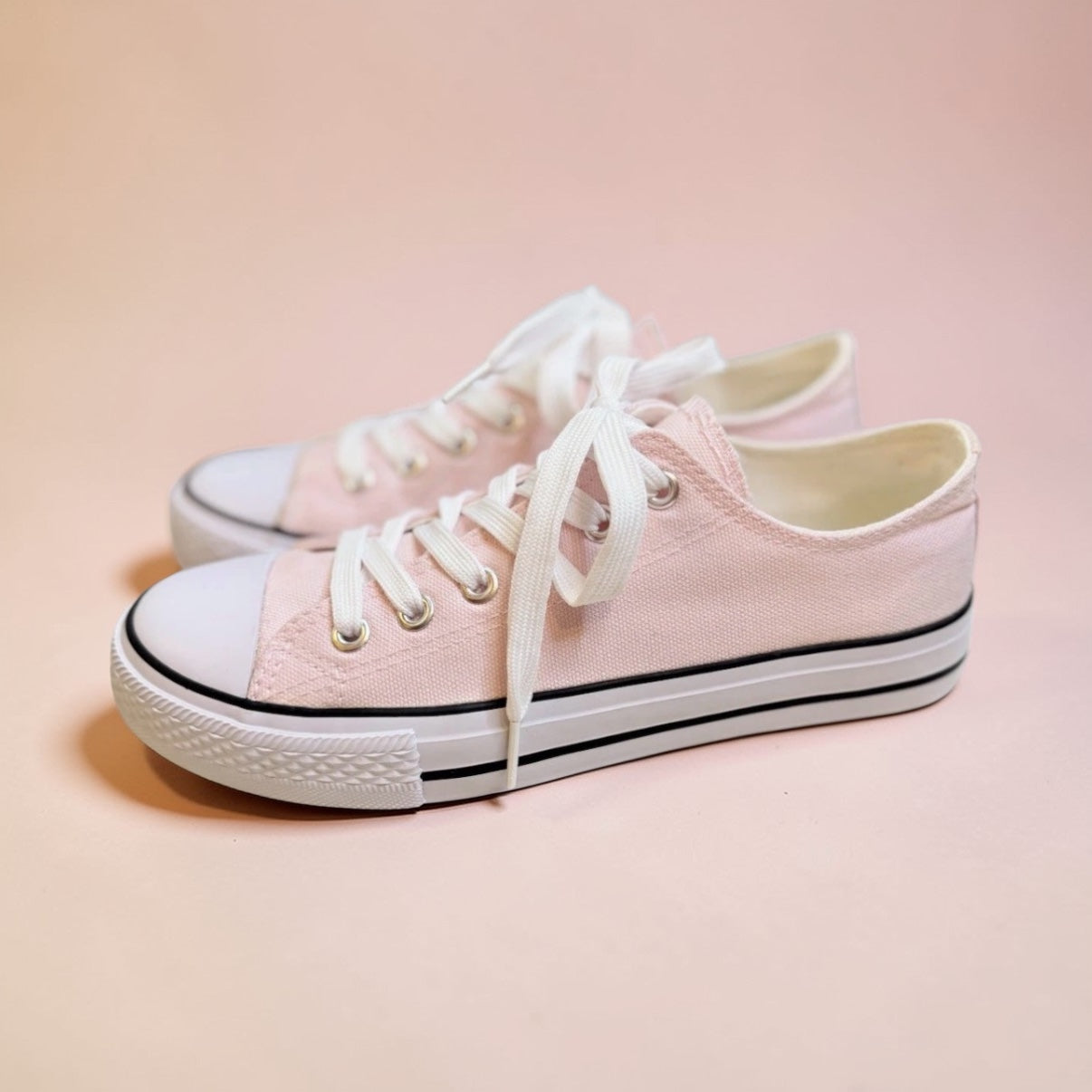Top Moda Womens Casual Low Top Canvas Sneakers Pink/White 6.5
