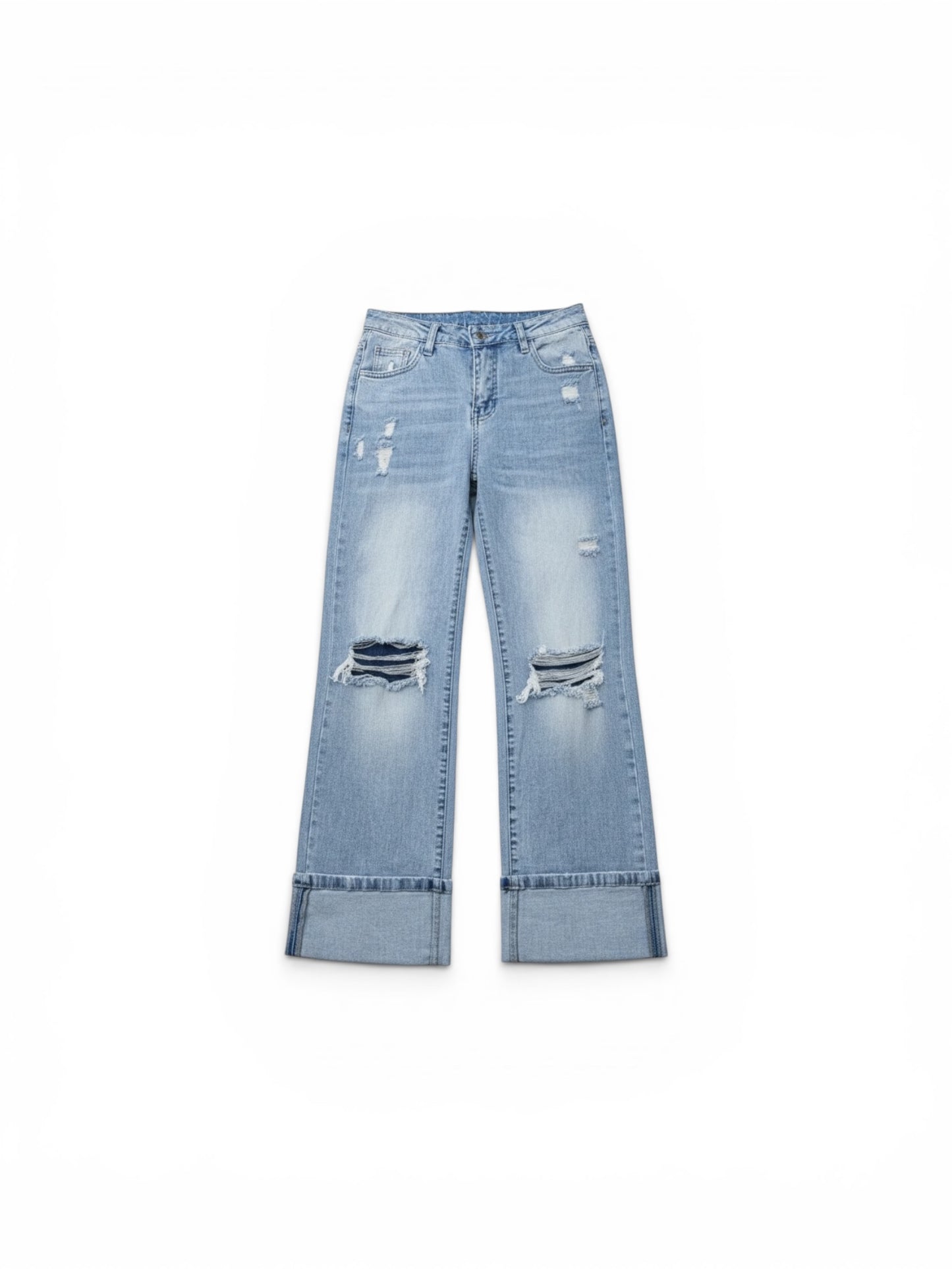 Beau Blue Light Wash Distressed Straight Jeans - Jeans from LemonDrop•LimePop