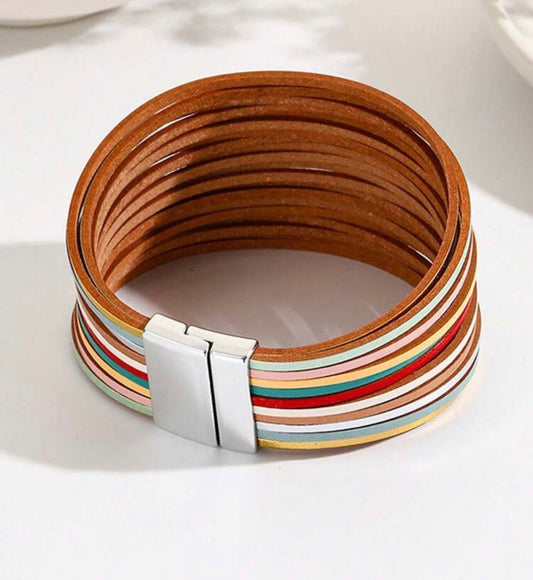 Retro Multi Layer Wrap Bracelet Bohemian PU Leather | Alloy Metal| Magnetic Clapse - Bracelets from LemonDrop•LimePop