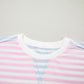 Stripe Patchwork Oversized Dolman Sleeve Tee - Clothing Tops from LemonDrop•LimePop
