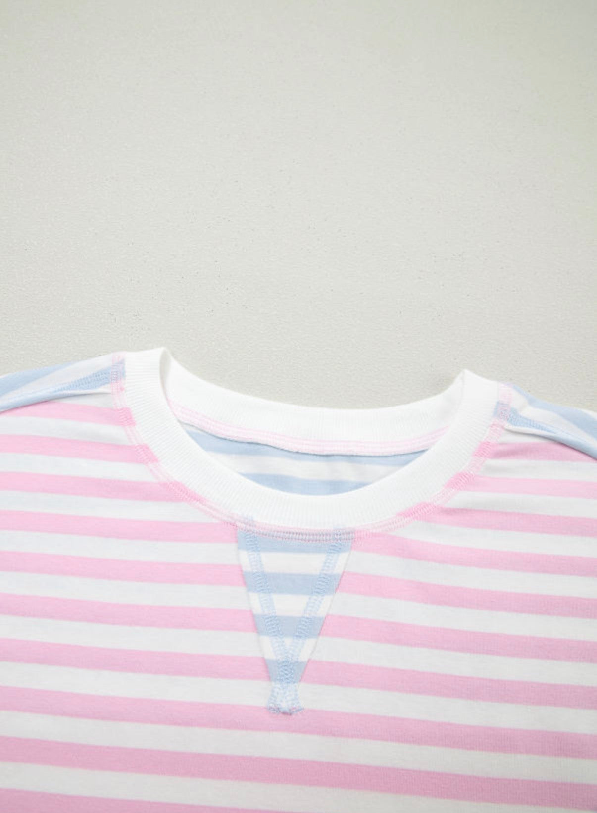 Stripe Patchwork Oversized Dolman Sleeve Tee - Clothing Tops from LemonDrop•LimePop