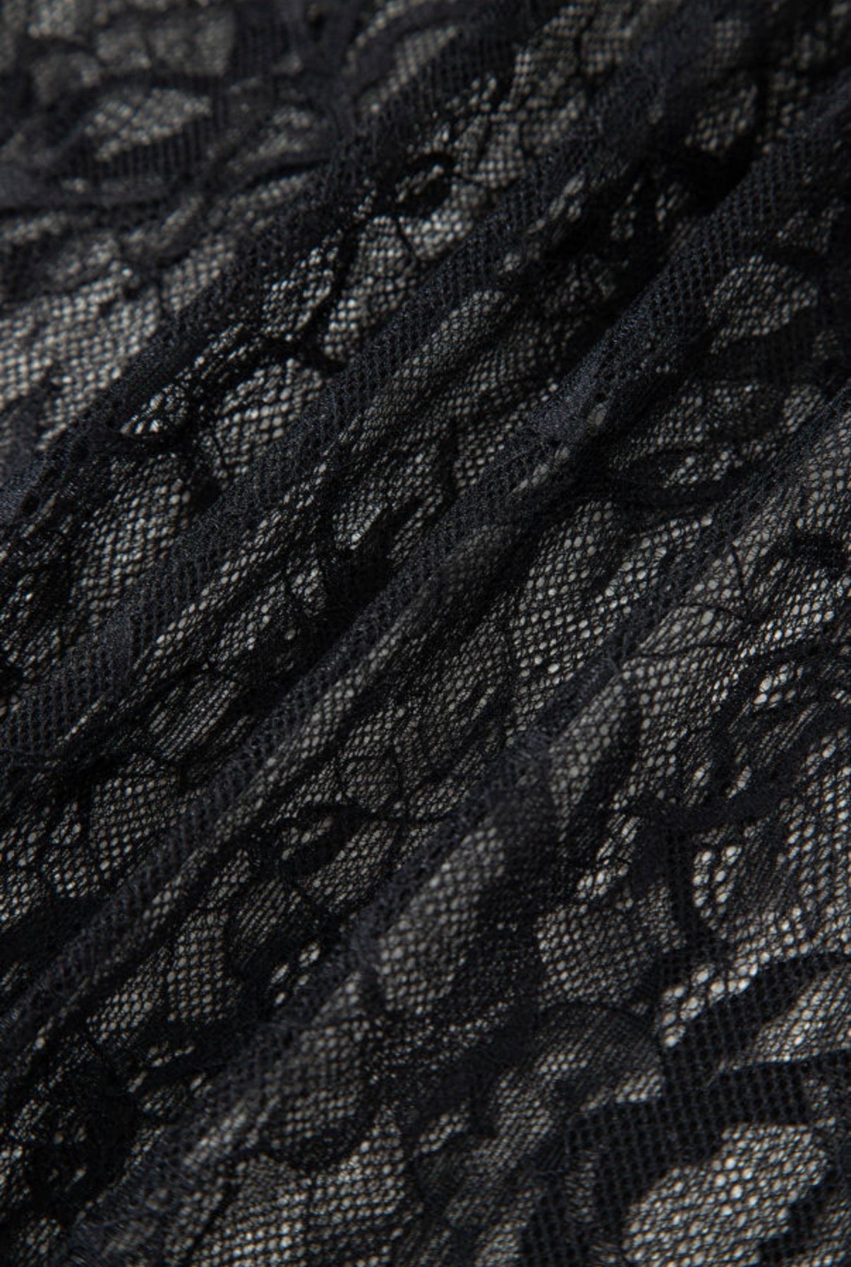 Solid Black Sheer Sleeveless Dress with Floral Lace Patchwork