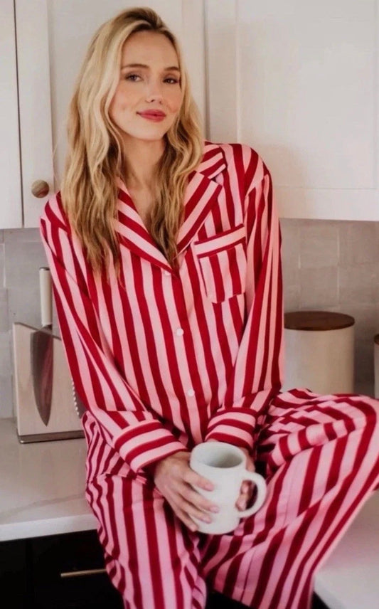 Rose Blush Satin Pajama Set Soft Sleepwear
