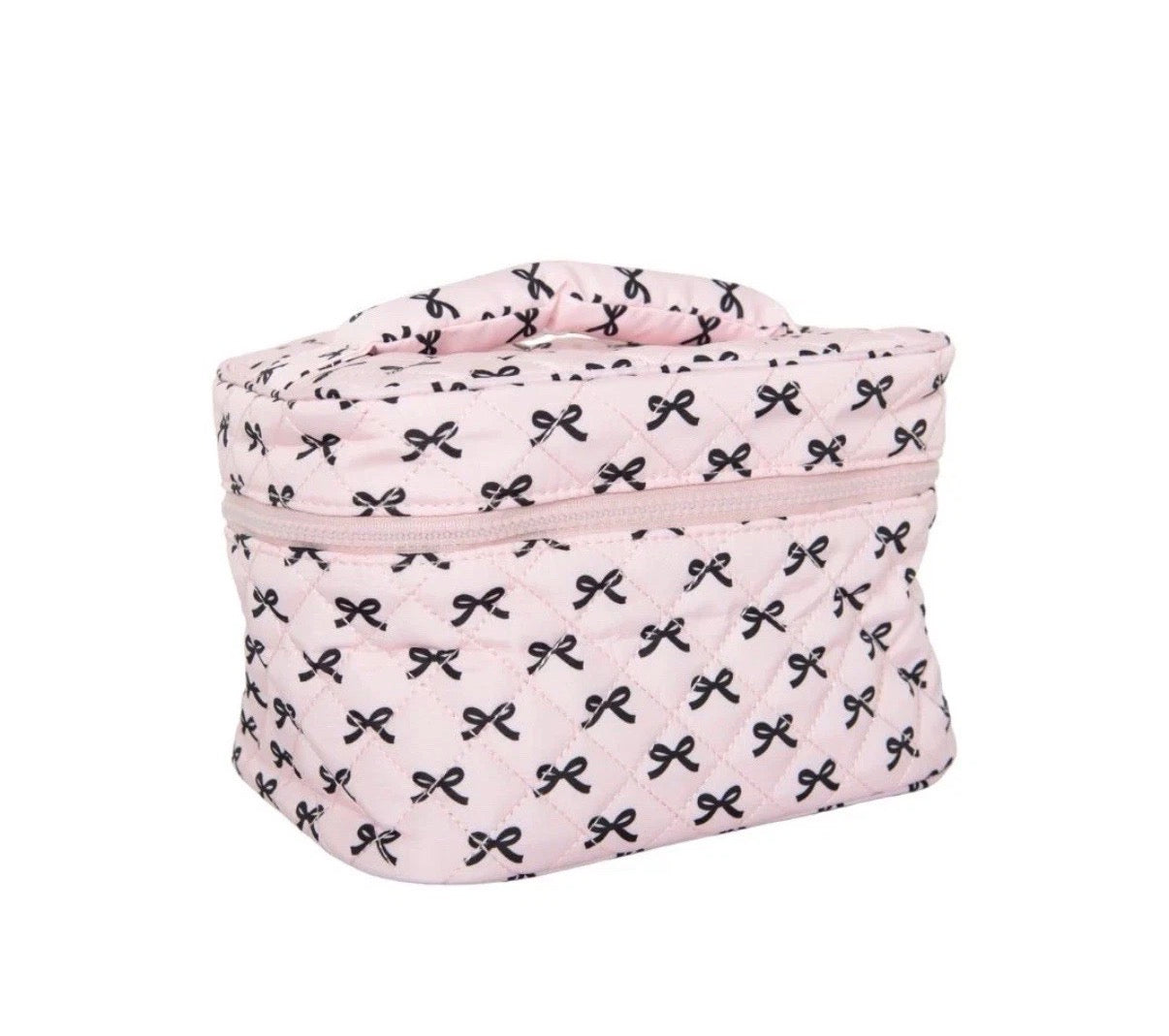 Mini Makeup Bag Black/Pink Bows - Makeup Bags from LemonDrop•LimePop