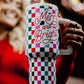 Merry & Bright Checkered Holiday Stainless Steel Tumbler 38 Oz - Tumblers from LemonDrop•LimePop