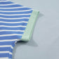 Blue Striped Contrast Trim Loose Short Sleeve Top - Clothing Tops from LemonDrop•LimePop