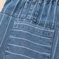 Sky Blue Stripe Wide Leg Pleated Jeans | Button Trousers - Jeans from LemonDrop•LimePop