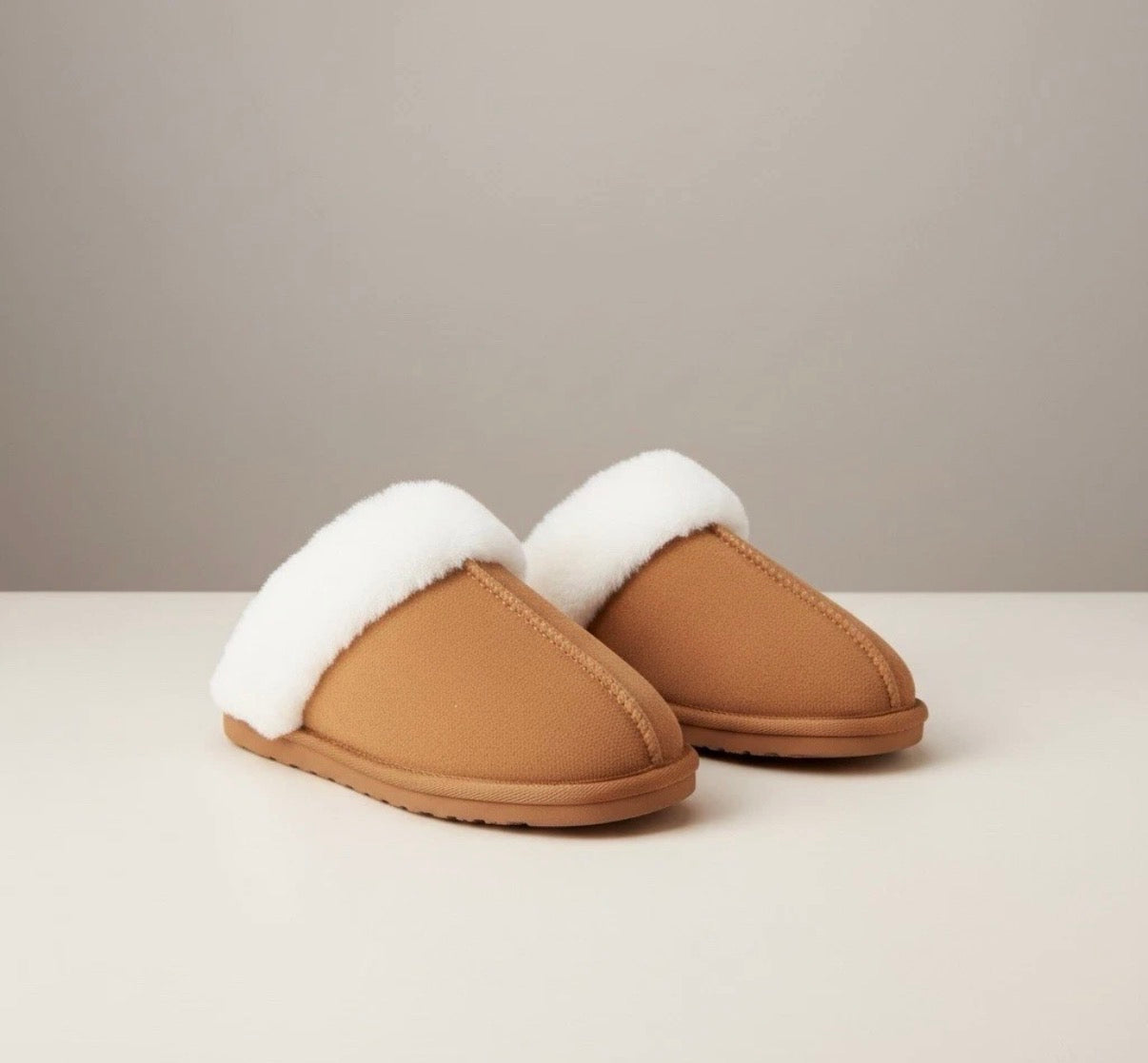 Chestnut Faux Fur Slippers Indoor/Outdoor Slip-On