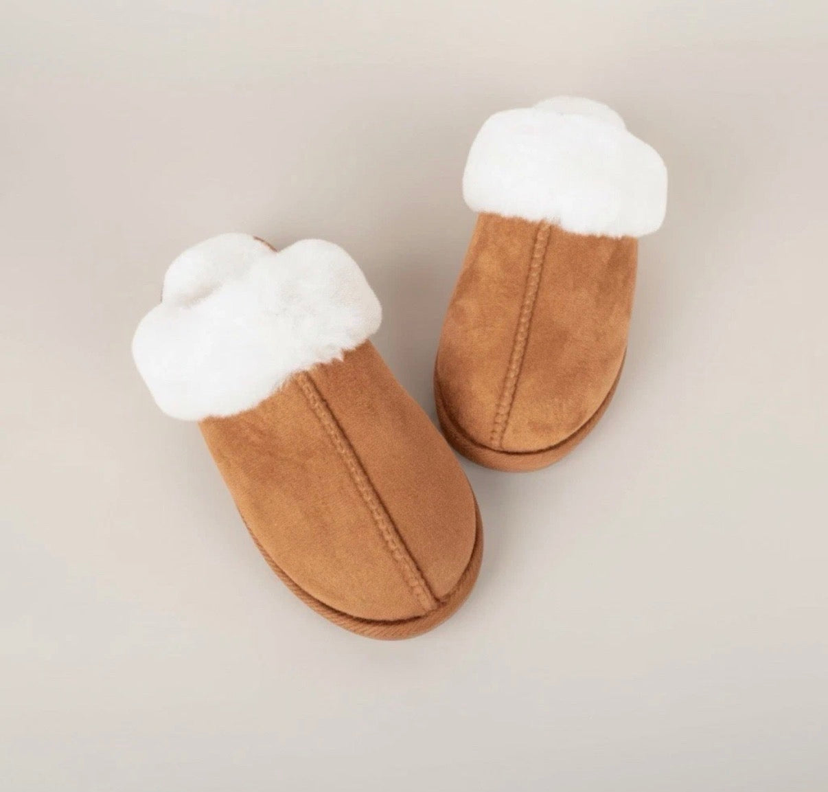 Chestnut Faux Fur Slippers Indoor/Outdoor Slip-On