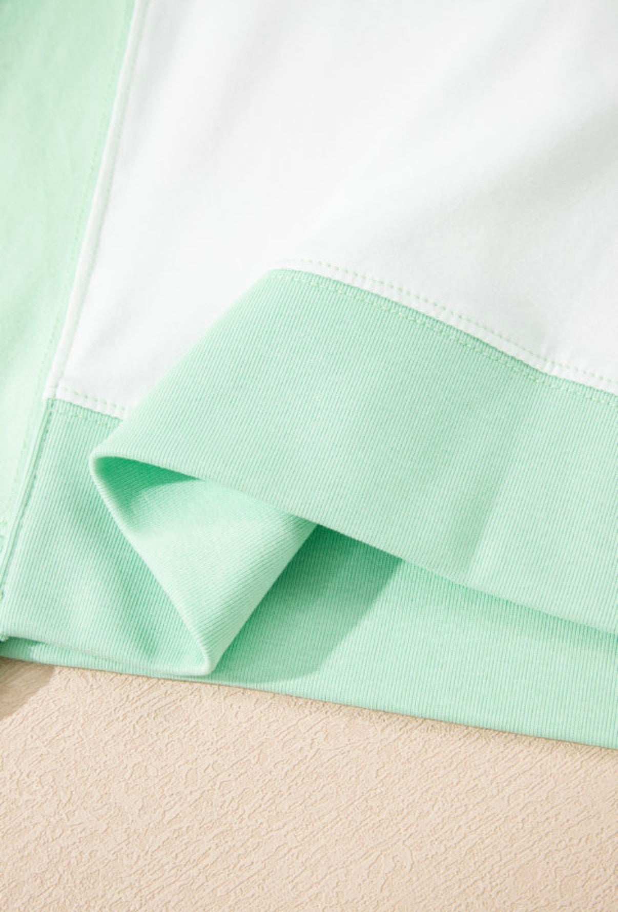 Light Green Color Block Exposed Seam Crew Neck T-Shirt - Clothing Tops from LemonDrop•LimePop