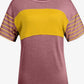Red Dahlia Color Block Striped Detail Oversized Tee - T-Shirts from LemonDrop•LimePop