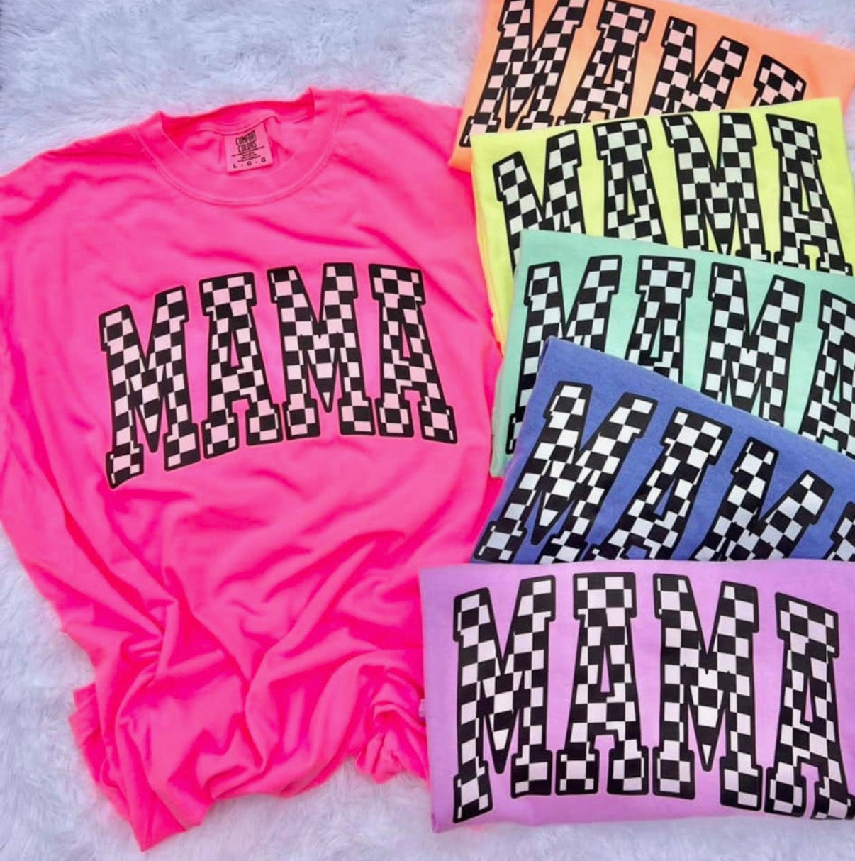 Vibrant Mama Tee Checkered Varsity DTF Design For Lasting Style - from Dash Forward Wholesale