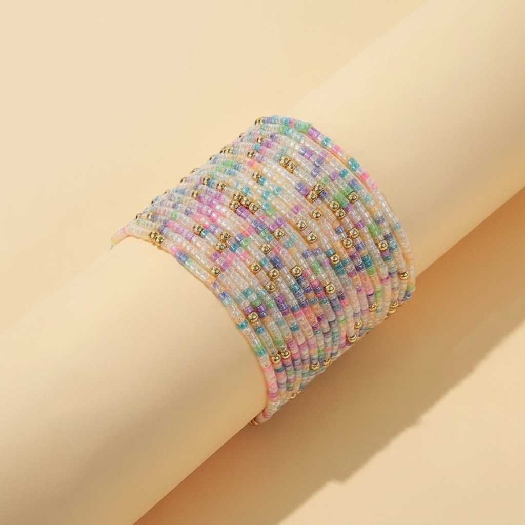Multi-Color Bohemian Beaded Elastic Stacking Bracelet Set 19pcs - Bracelets from LemonDrop•LimePop