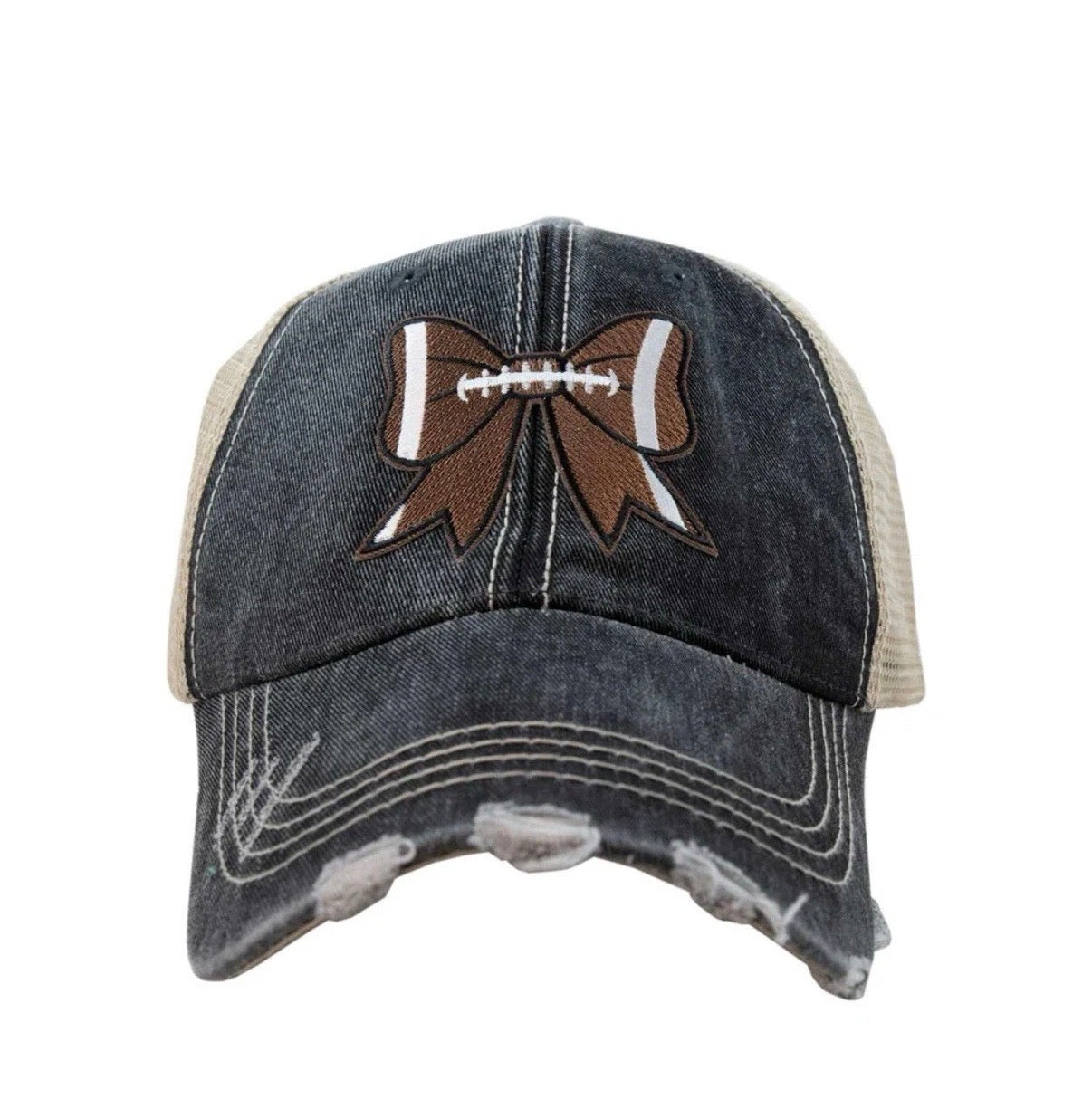 Football Coquette Bow Trucker Hat Adjustable SnapBack