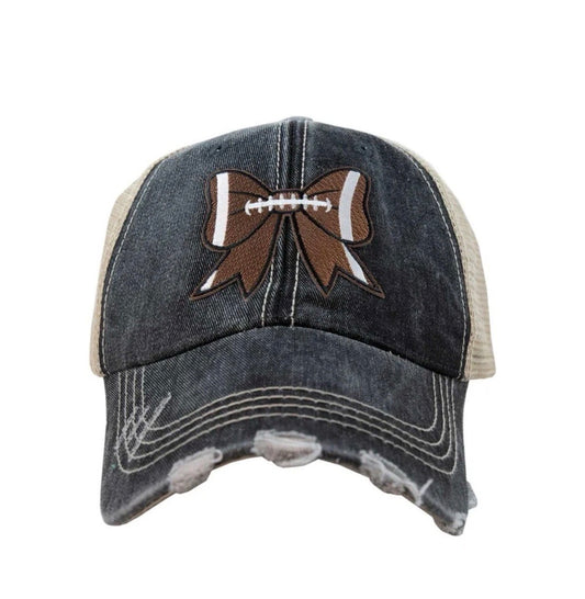 Football Coquette Bow Trucker Hat Adjustable SnapBack