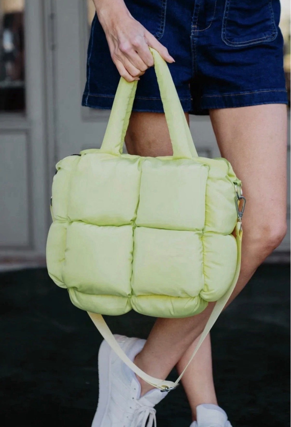 Lime Yellow Mini Puffer Tote Bag