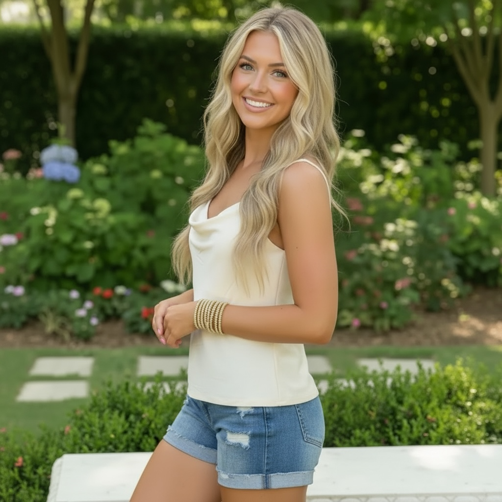 Ivory Cowl Neck Satin Cami Top
