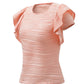 Apricot Pink Wavy Textured Ruffled Sleeve Top - Blouses from LemonDrop•LimePop