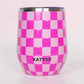 Hot Pink Checkerprint Stemless Wine Tumbler 12 OZ - Tumblers from LemonDrop•LimePop