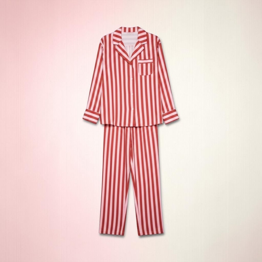 Rose Blush Satin Pajama Set Soft Sleepwear - Pajamas from LemonDrop•LimePop