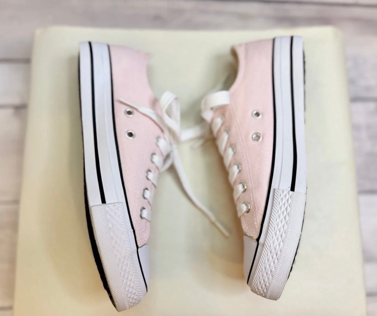 Top Moda Womens Casual Low Top Canvas Sneakers Pink/White 6.5