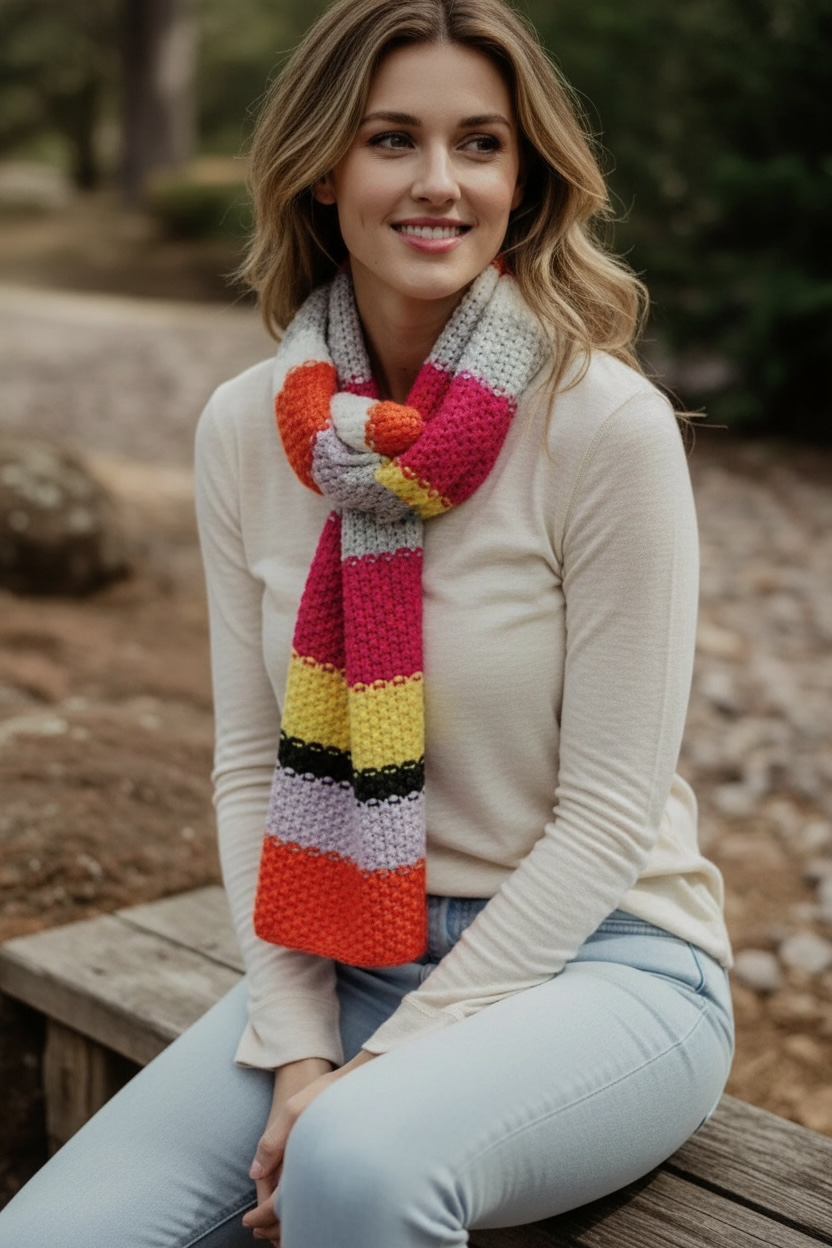 Premium Knitted Scarf Neon Stripes