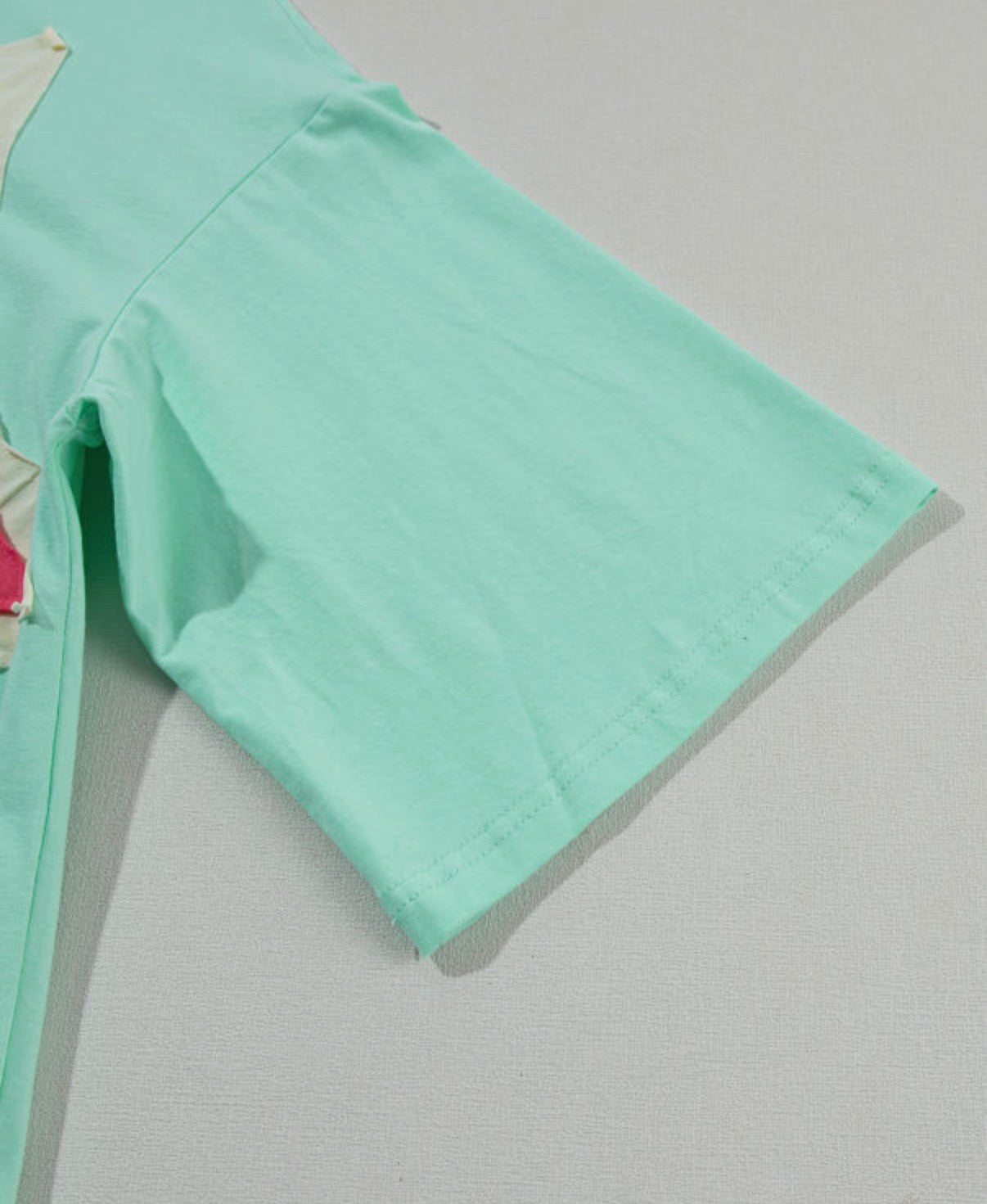 Color-block Star Patched Half Sleeve Oversized Tee